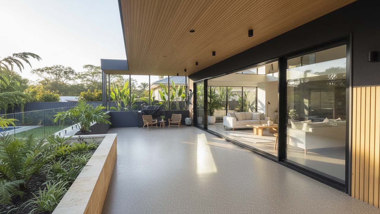 resurfaced resin pebble floors Brisbane